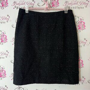 Via bovio skirt shiny tweed Elegant Black Tweed Skirt zip up silver pencil